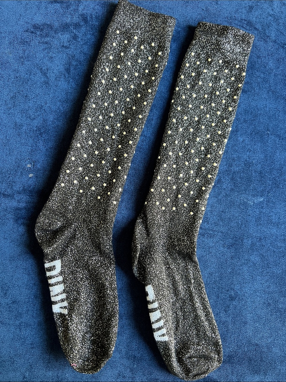 PINK Sparkle Grip Knee-High Socks